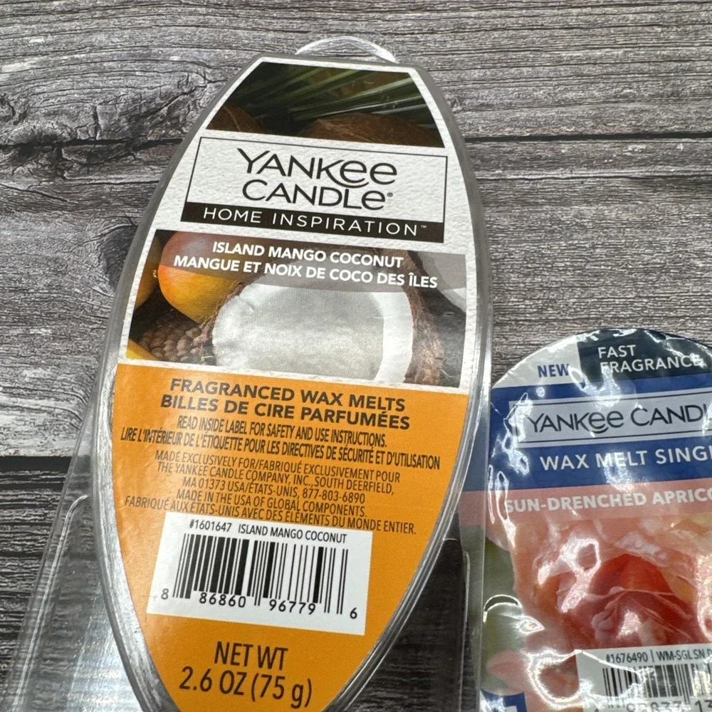 Yankee Candle Sun & Sand Island Mango Wax Melt Tart Singles x 3 0.8 Oz Each new